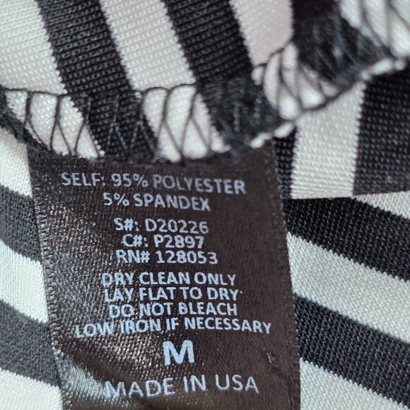 Womens Potter's Pot Black White Striped Pleated Skirt Polyester Stretch Size M - Picture 7 of 8